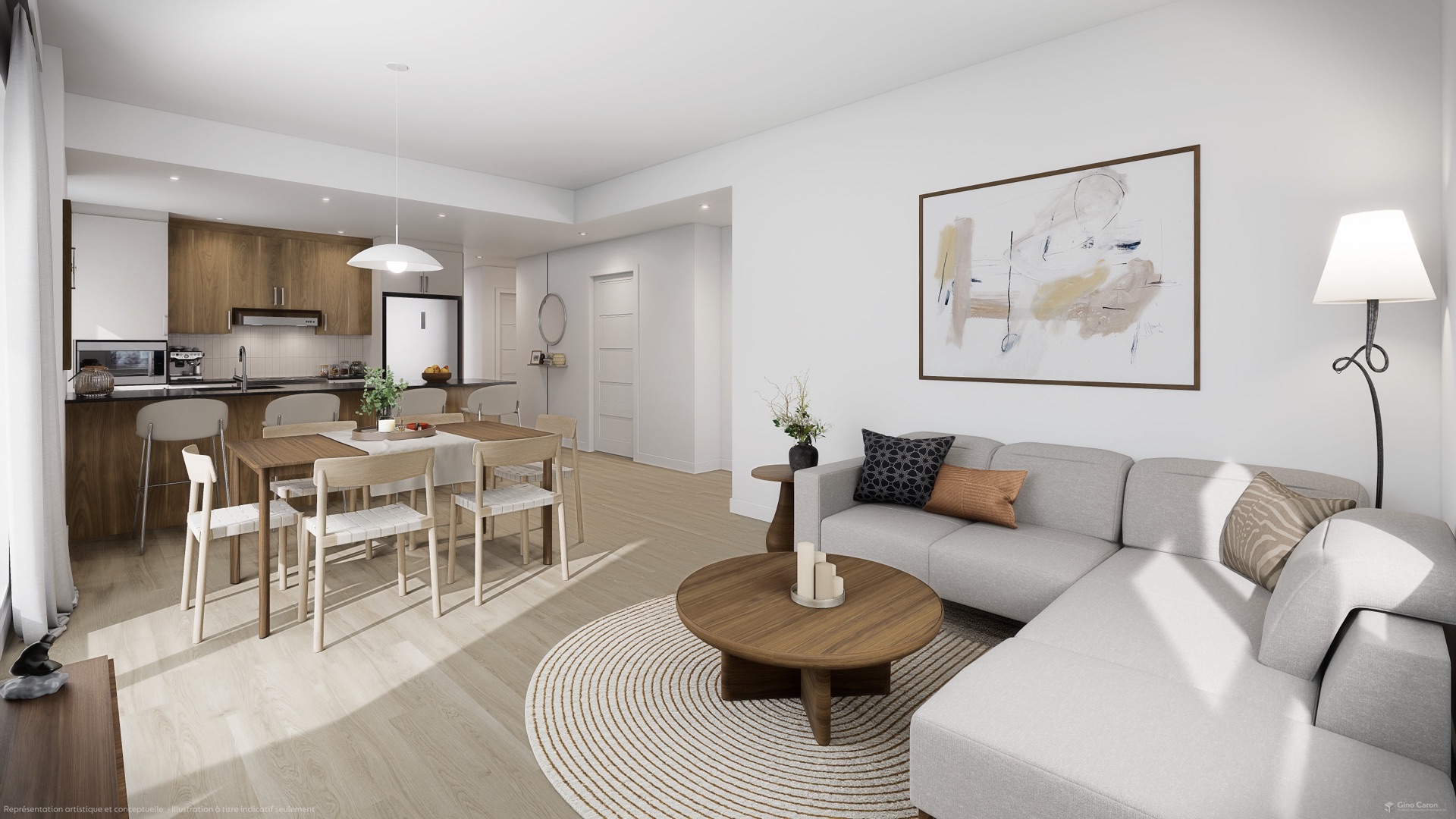 Salon et salle à manger lumineux d'un appartement de Place Roc Pointe